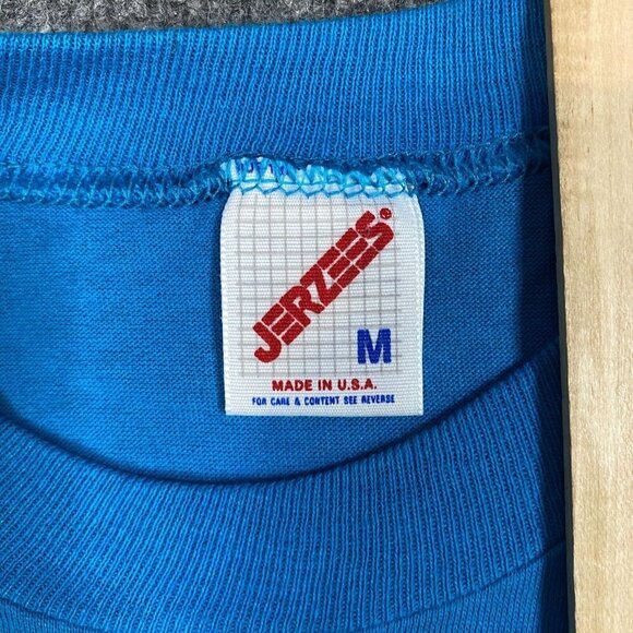 WMM Lock In T-shirt S Blue Vintage Single Stitch 90s Jerzees - Picture 5 of 6